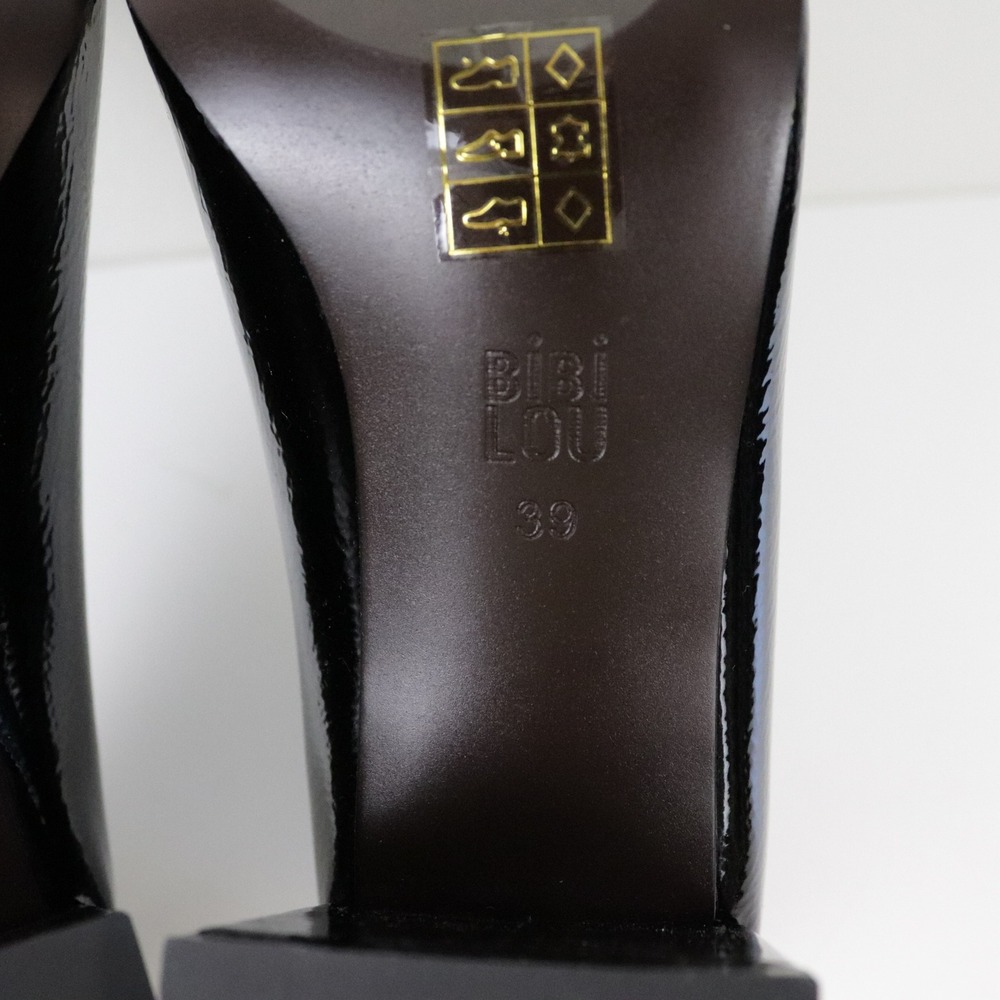 Anthropologie Bibi Lou Valencia Heeled Loafers Pumps Black Patent Leather 39 9 - Picture 10 of 10